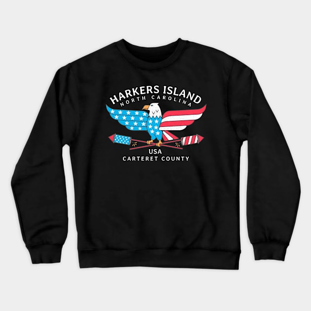 Harkers Island, NC Summer Patriotic Pride Fourth of July Crewneck Sweatshirt by Contentarama